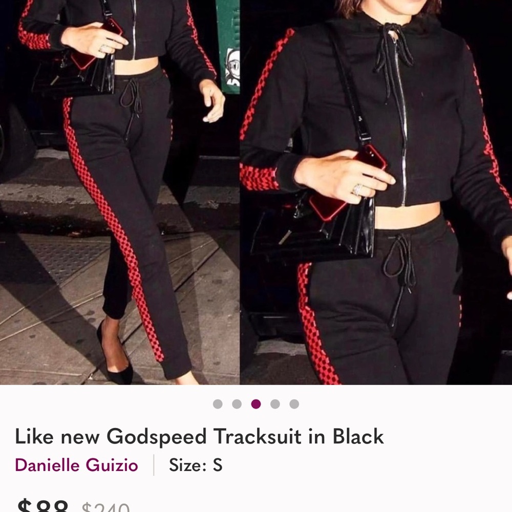 Danielle Guizio Godspeed Black Joggers with Red Checkered Stripes